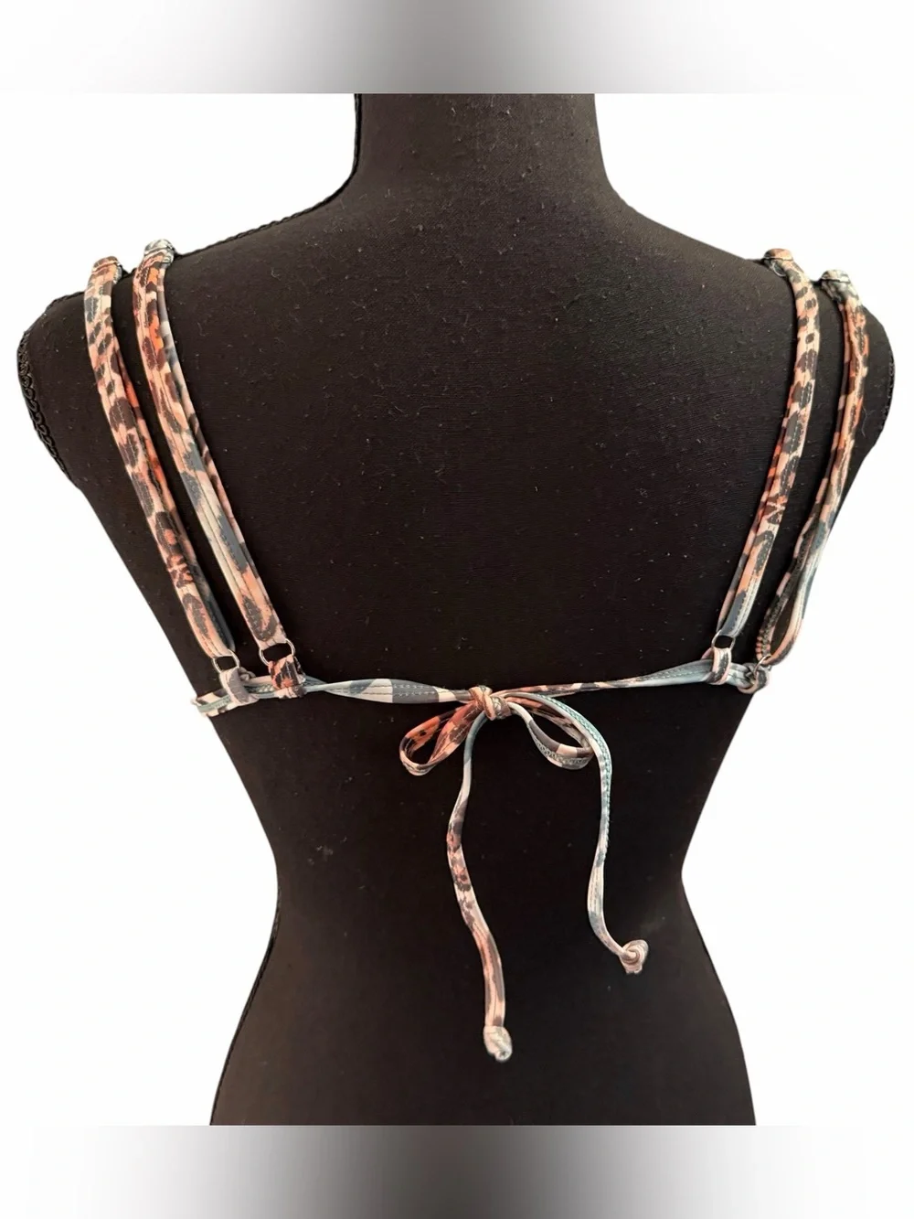 SHEIN Blue & Brown Leopard Print Bikini with Gold Jewelry Charms size XS